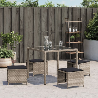 Sgabelli Giardino Cuscini 4pz Grigio Chiaro 41x41x36 Polyrattan