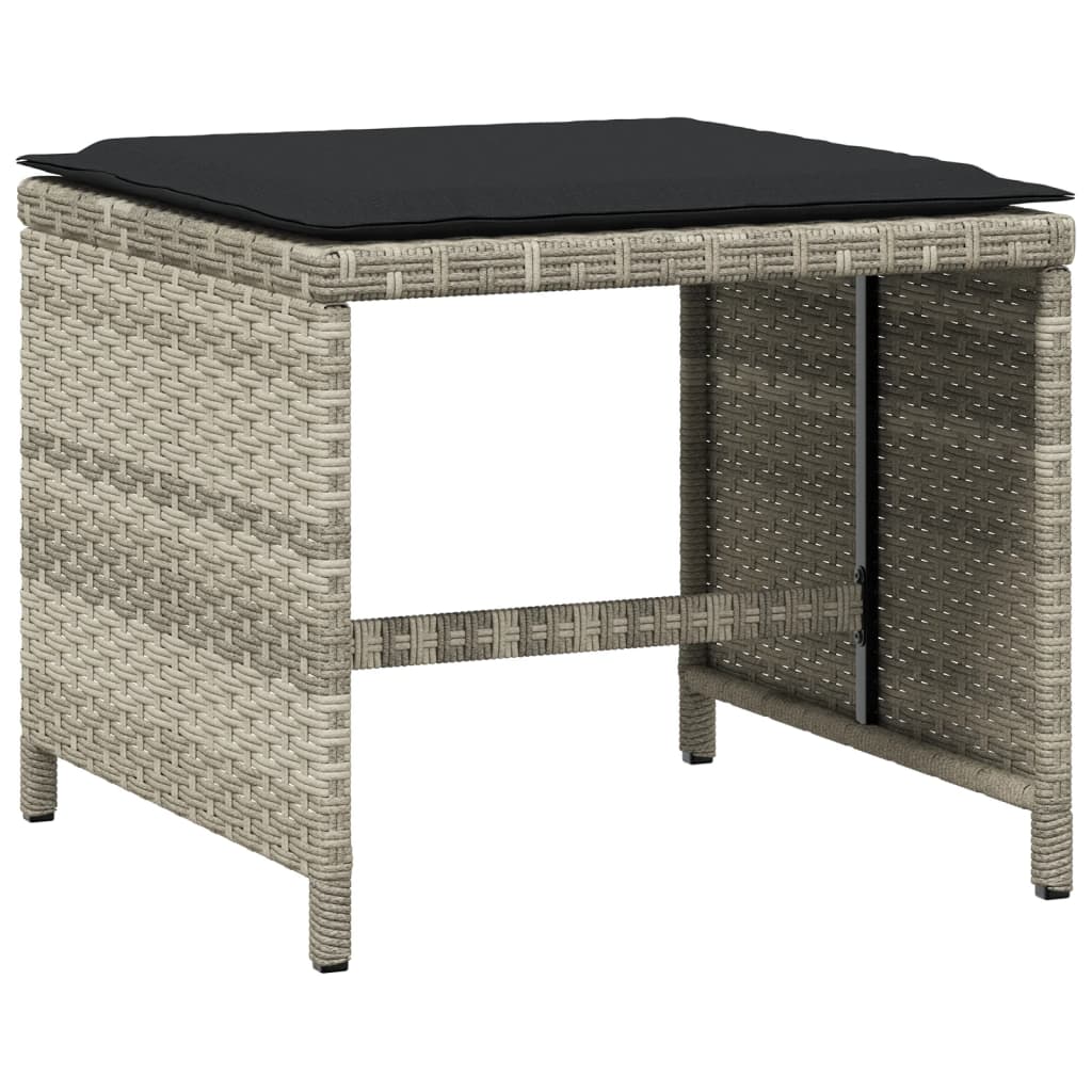 Sgabelli Giardino Cuscini 4pz Grigio Chiaro 41x41x36 Polyrattan