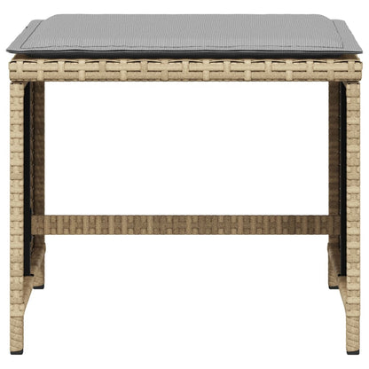 Sgabelli Giardino Cuscini 4pz Beige Misto 41x41x36cm Polyrattan