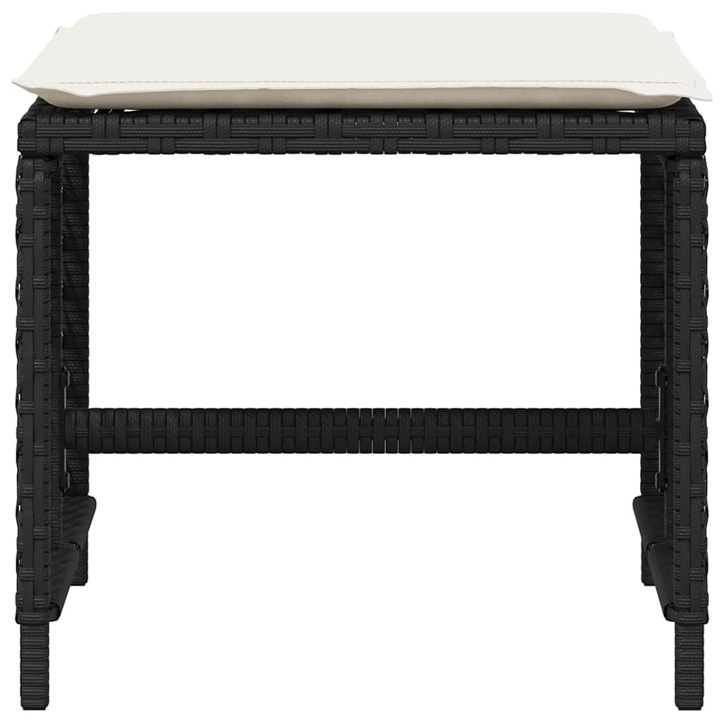 Sgabelli da Giardino con Cuscini 4pz Neri 41x41x36cm Polyrattan | homemem39
