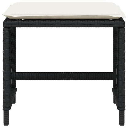 Sgabelli da Giardino con Cuscini 4pz Neri 41x41x36cm Polyrattan | homemem39
