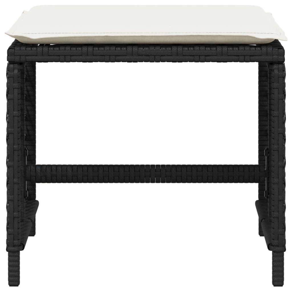Sgabelli da Giardino con Cuscini 4pz Neri 41x41x36cm Polyrattan - homemem39