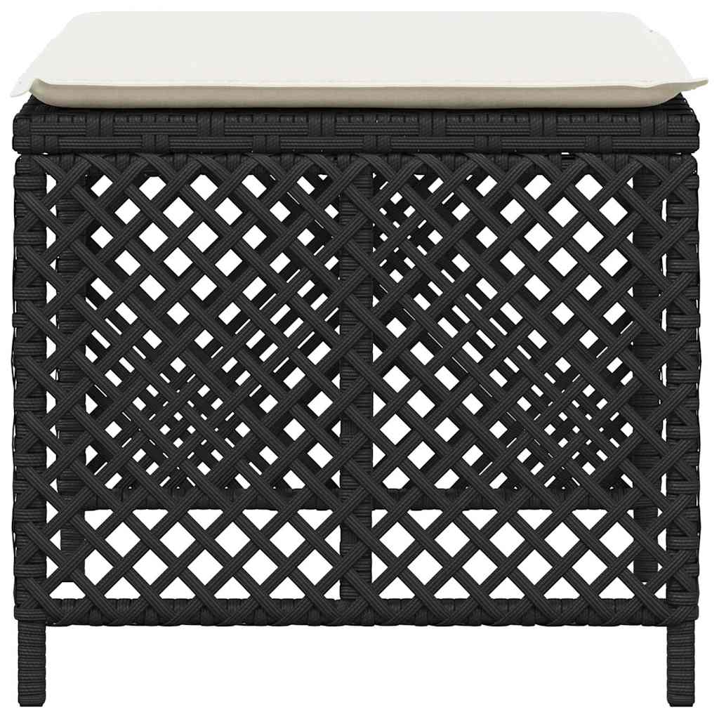 Sgabelli da Giardino con Cuscini 4pz Neri 41x41x36cm Polyrattan | homemem39