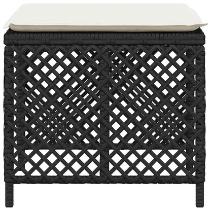 Sgabelli da Giardino con Cuscini 4pz Neri 41x41x36cm Polyrattan | homemem39