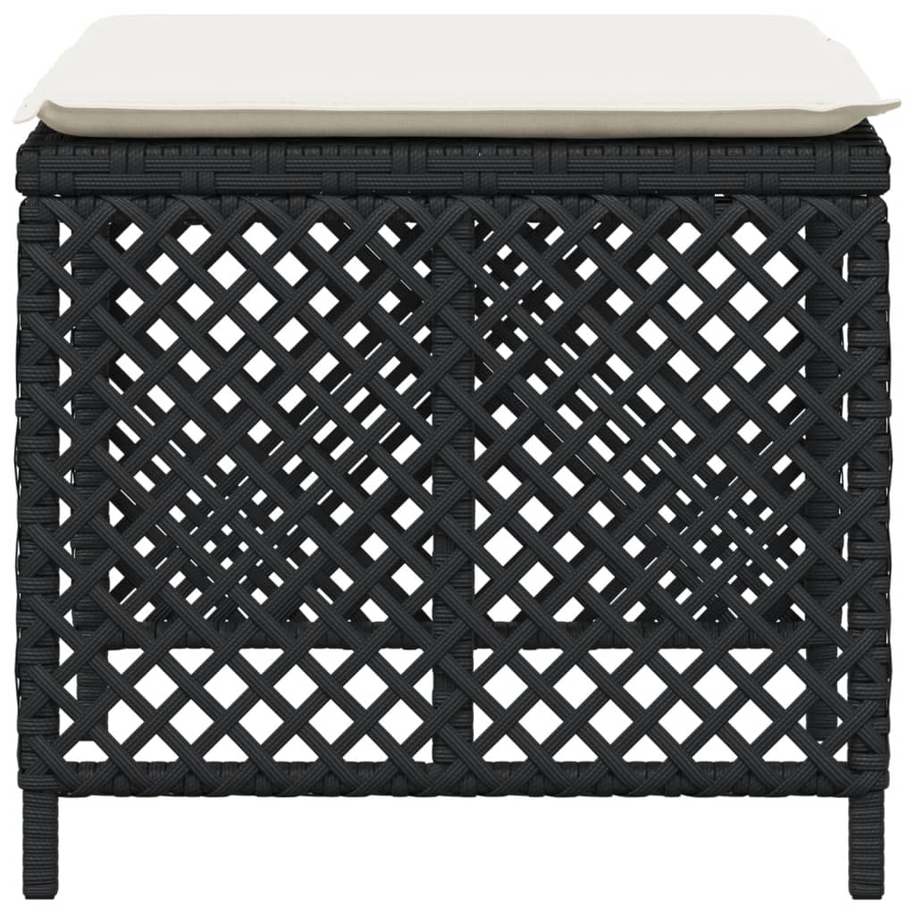 Sgabelli da Giardino con Cuscini 4pz Neri 41x41x36cm Polyrattan - homemem39