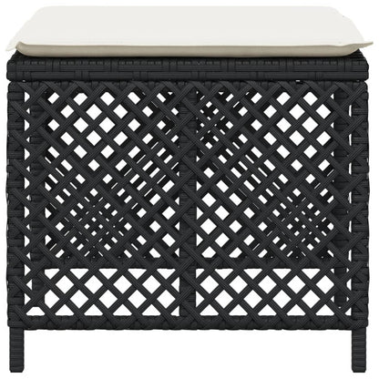 Sgabelli da Giardino con Cuscini 4pz Neri 41x41x36cm Polyrattan - homemem39
