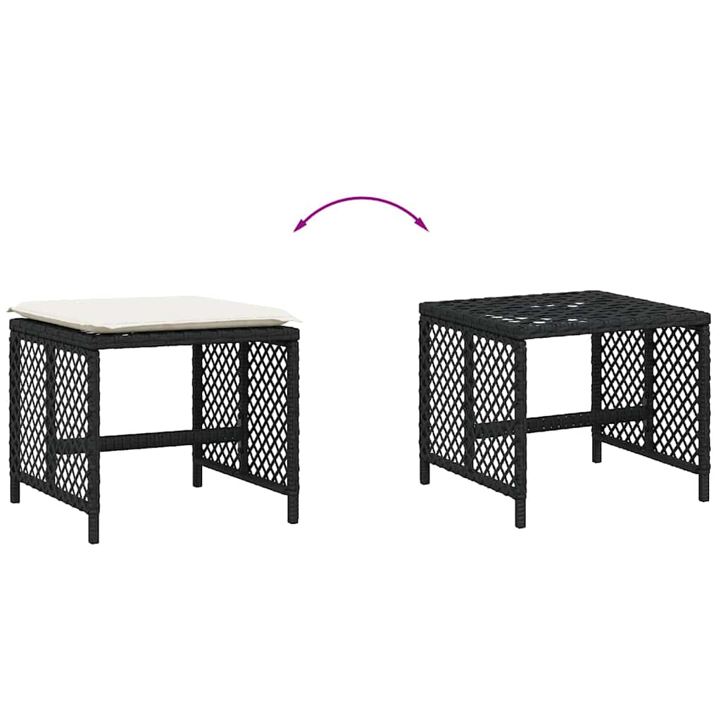 Sgabelli da Giardino con Cuscini 4pz Neri 41x41x36cm Polyrattan | homemem39