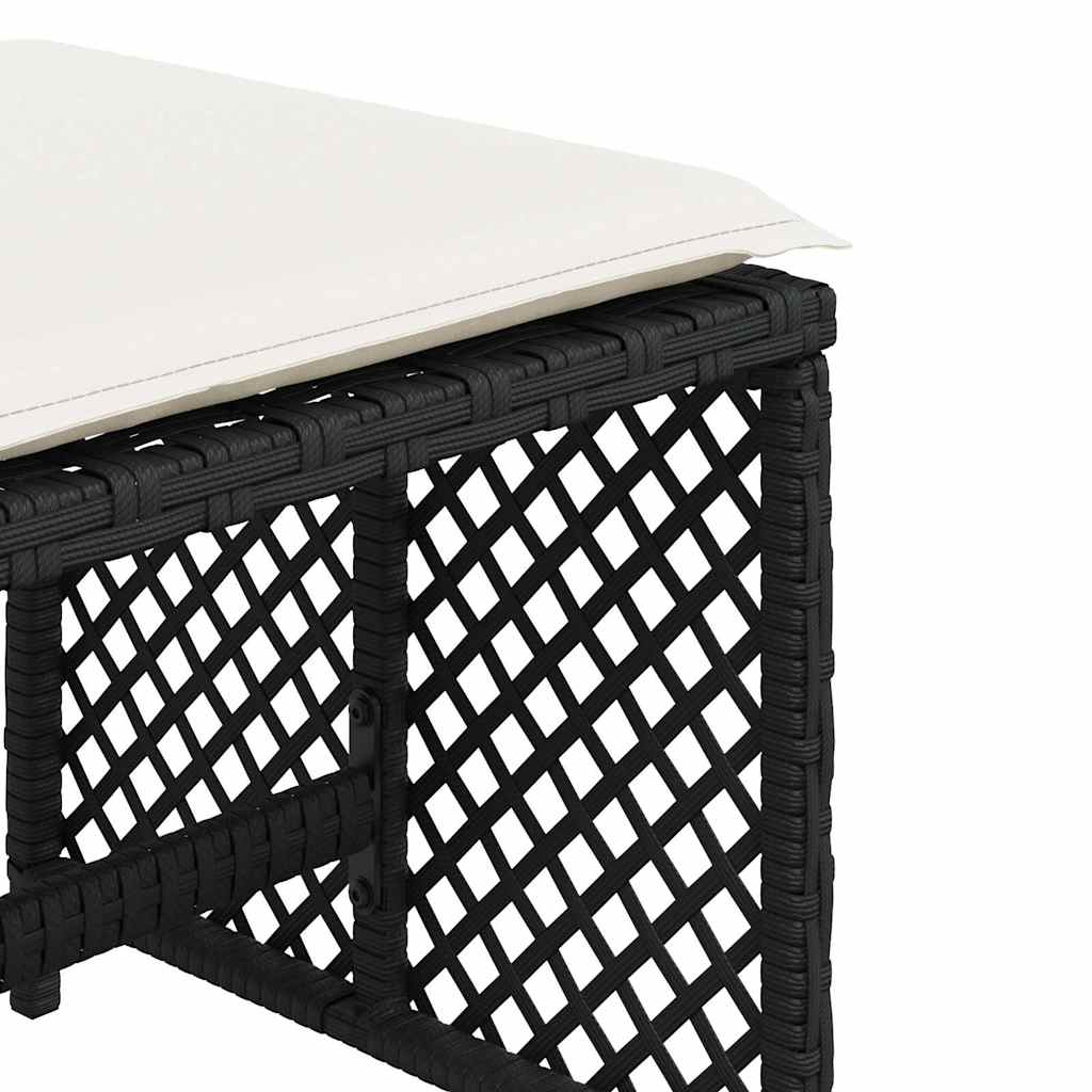 Sgabelli da Giardino con Cuscini 4pz Neri 41x41x36cm Polyrattan | homemem39