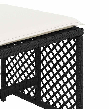 Sgabelli da Giardino con Cuscini 4pz Neri 41x41x36cm Polyrattan | homemem39