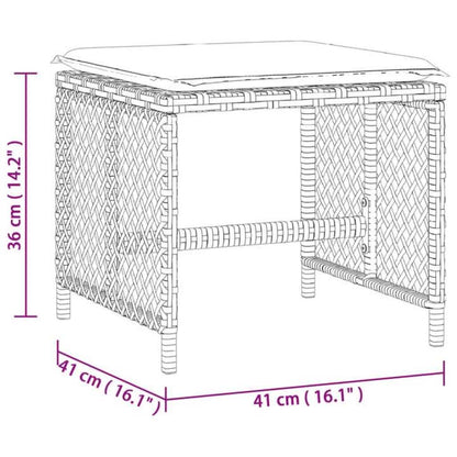 Sgabelli da Giardino con Cuscini 4pz Neri 41x41x36cm Polyrattan | homemem39