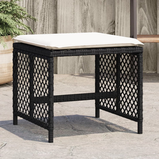 Sgabelli da Giardino con Cuscini 4pz Neri 41x41x36cm Polyrattan - homemem39
