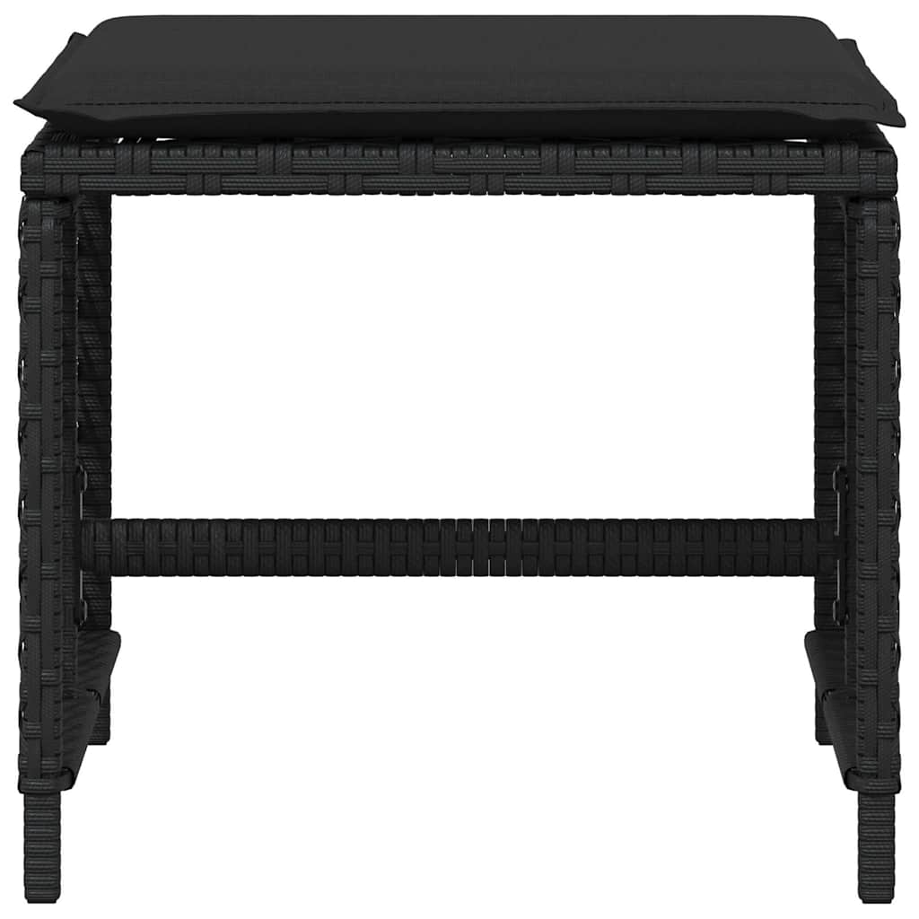Sgabelli da Giardino con Cuscini 4pz Neri 41x41x36cm Polyrattan | homemem39