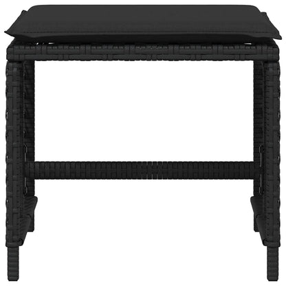 Sgabelli da Giardino con Cuscini 4pz Neri 41x41x36cm Polyrattan | homemem39