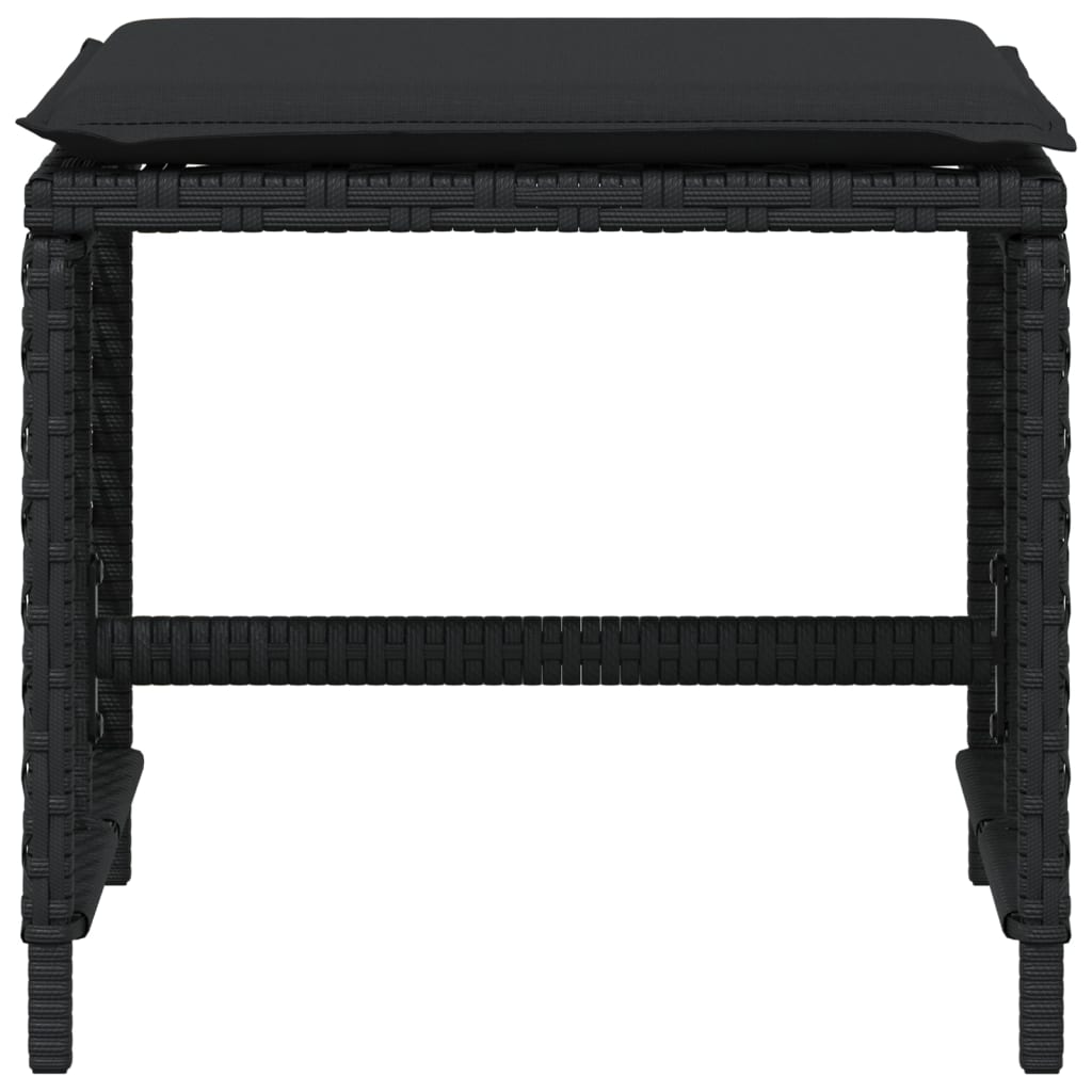 Sgabelli da Giardino con Cuscini 4pz Neri 41x41x36cm Polyrattan - homemem39
