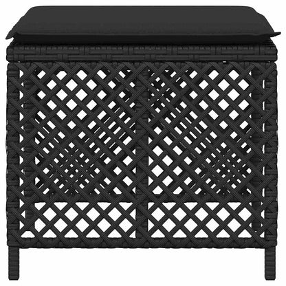 Sgabelli da Giardino con Cuscini 4pz Neri 41x41x36cm Polyrattan | homemem39