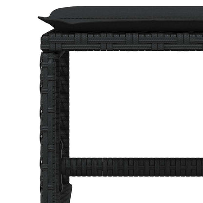 Sgabelli da Giardino con Cuscini 4pz Neri 41x41x36cm Polyrattan | homemem39