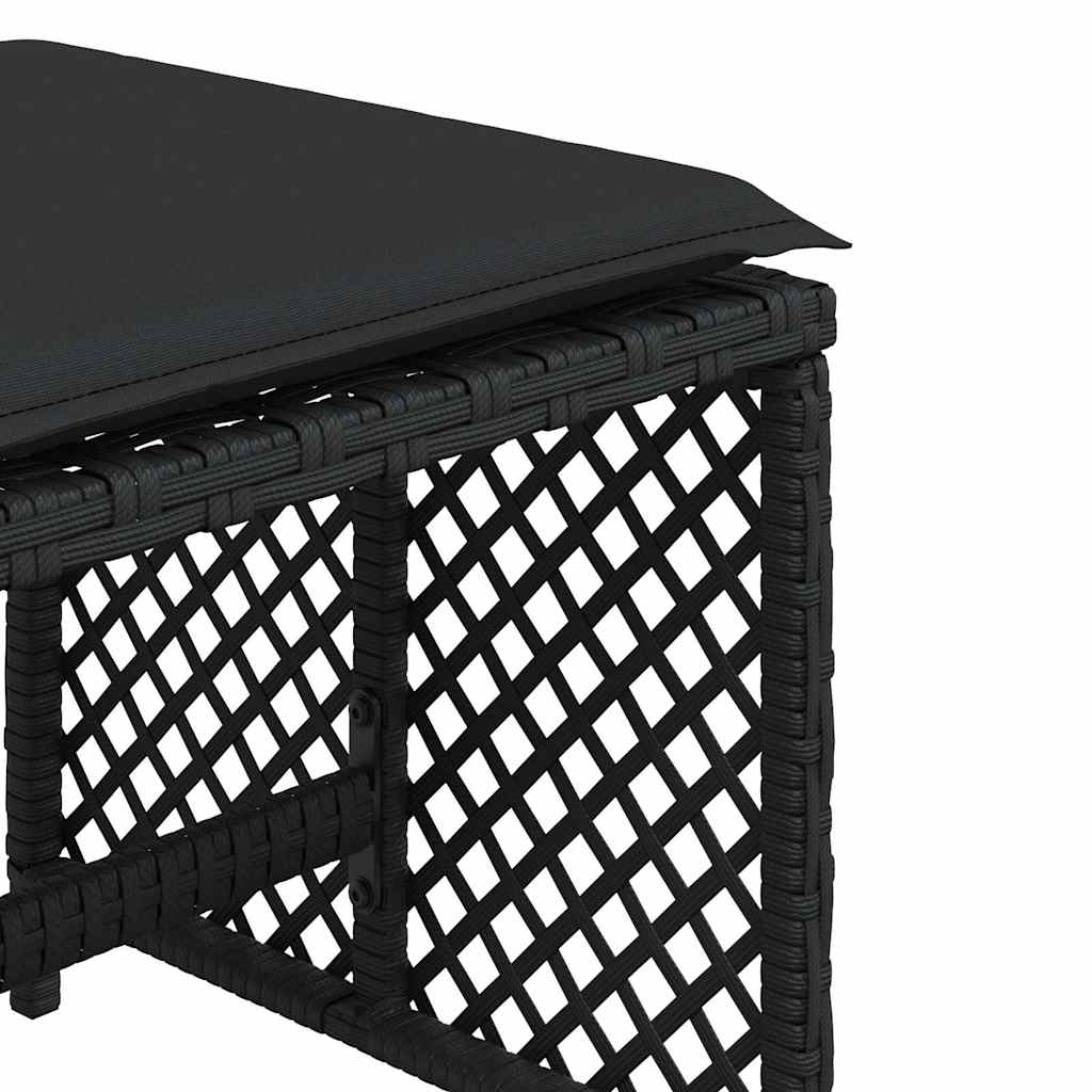 Sgabelli da Giardino con Cuscini 4pz Neri 41x41x36cm Polyrattan | homemem39