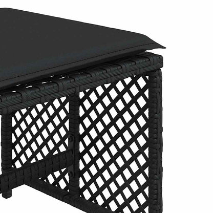 Sgabelli da Giardino con Cuscini 4pz Neri 41x41x36cm Polyrattan | homemem39