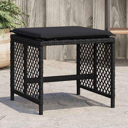 Sgabelli da Giardino con Cuscini 4pz Neri 41x41x36cm Polyrattan | homemem39