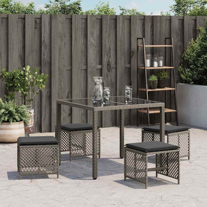 Sgabelli Giardino con Cuscini 4pz Grigi 41x41x36cm Polyrattan | homemem39