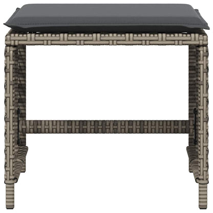 Sgabelli Giardino con Cuscini 4pz Grigi 41x41x36cm Polyrattan | homemem39