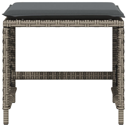 Sgabelli Giardino con Cuscini 4pz Grigi 41x41x36cm Polyrattan - homemem39