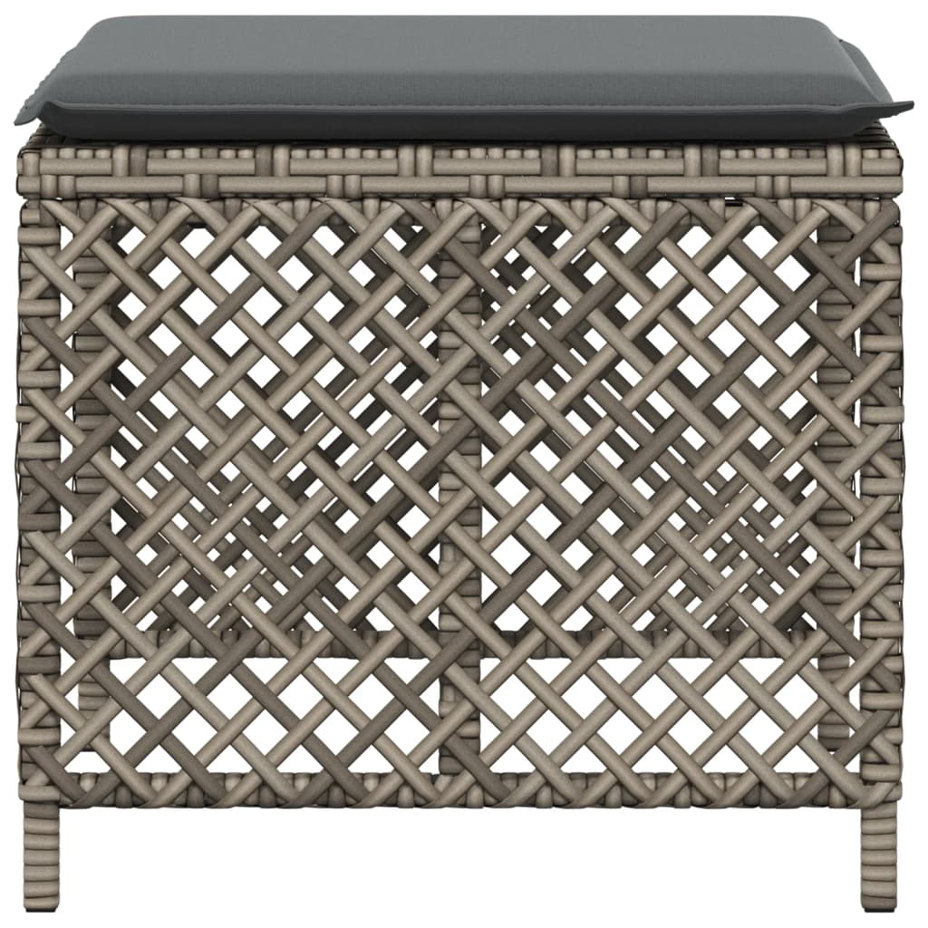 Sgabelli Giardino con Cuscini 4pz Grigi 41x41x36cm Polyrattan - homemem39