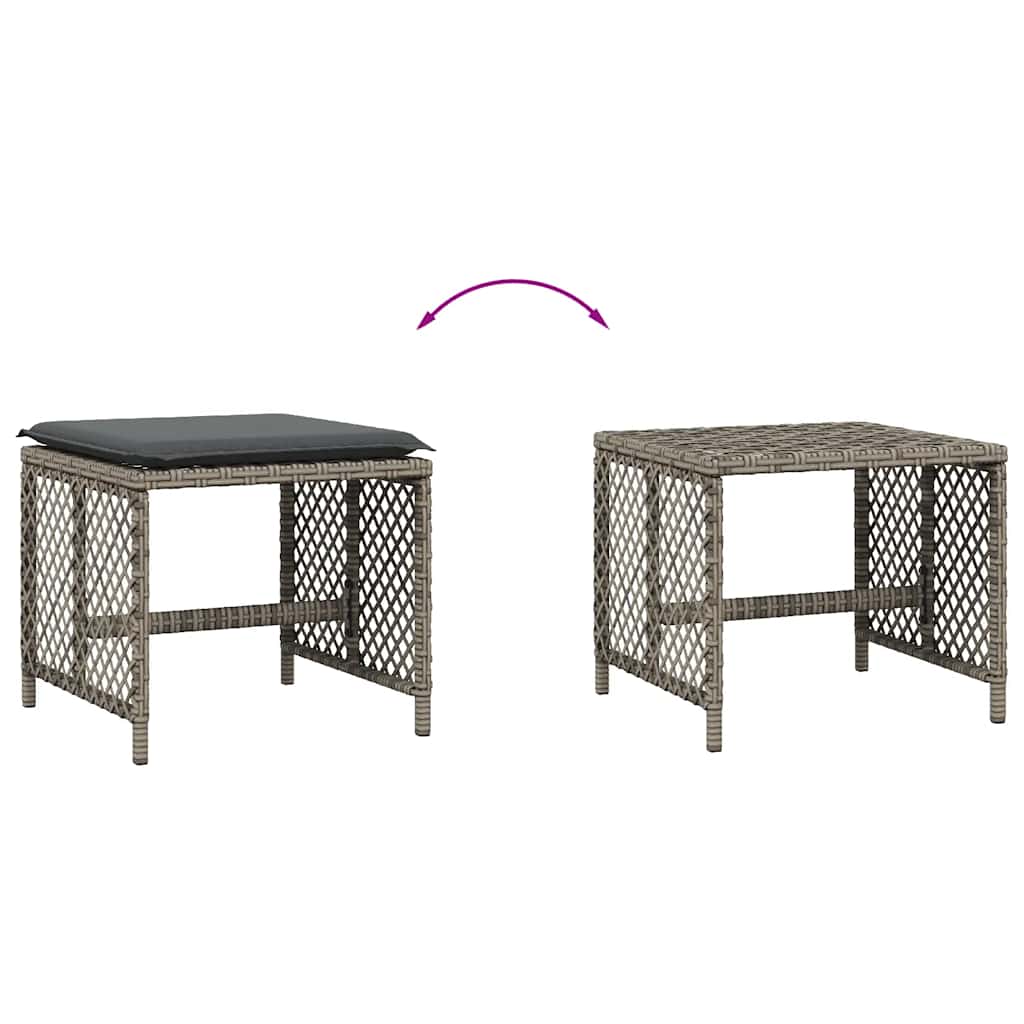 Sgabelli Giardino con Cuscini 4pz Grigi 41x41x36cm Polyrattan | homemem39