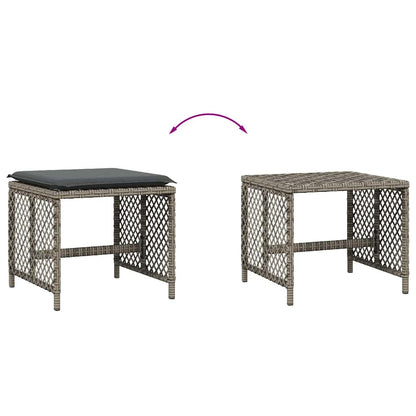 Sgabelli Giardino con Cuscini 4pz Grigi 41x41x36cm Polyrattan | homemem39