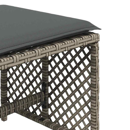 Sgabelli Giardino con Cuscini 4pz Grigi 41x41x36cm Polyrattan | homemem39