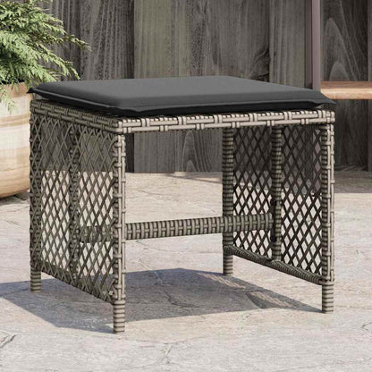 Sgabelli Giardino con Cuscini 4pz Grigi 41x41x36cm Polyrattan | homemem39