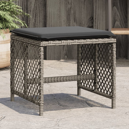 Sgabelli Giardino con Cuscini 4pz Grigi 41x41x36cm Polyrattan - homemem39