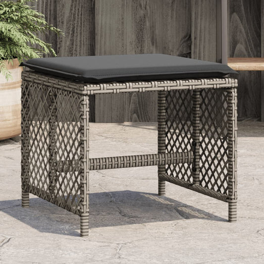 Sgabelli Giardino con Cuscini 4pz Grigi 41x41x36cm Polyrattan - homemem39
