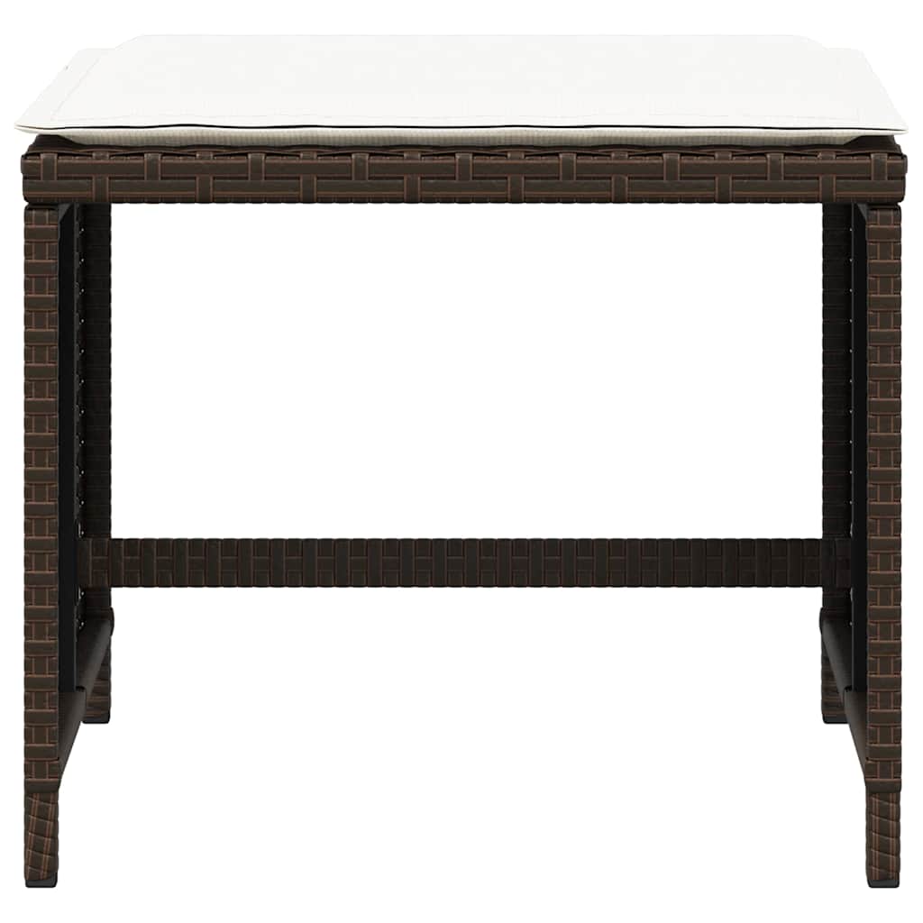 Sgabelli Giardino con Cuscini 4pz Marroni 41x41x36cm Polyrattan | homemem39