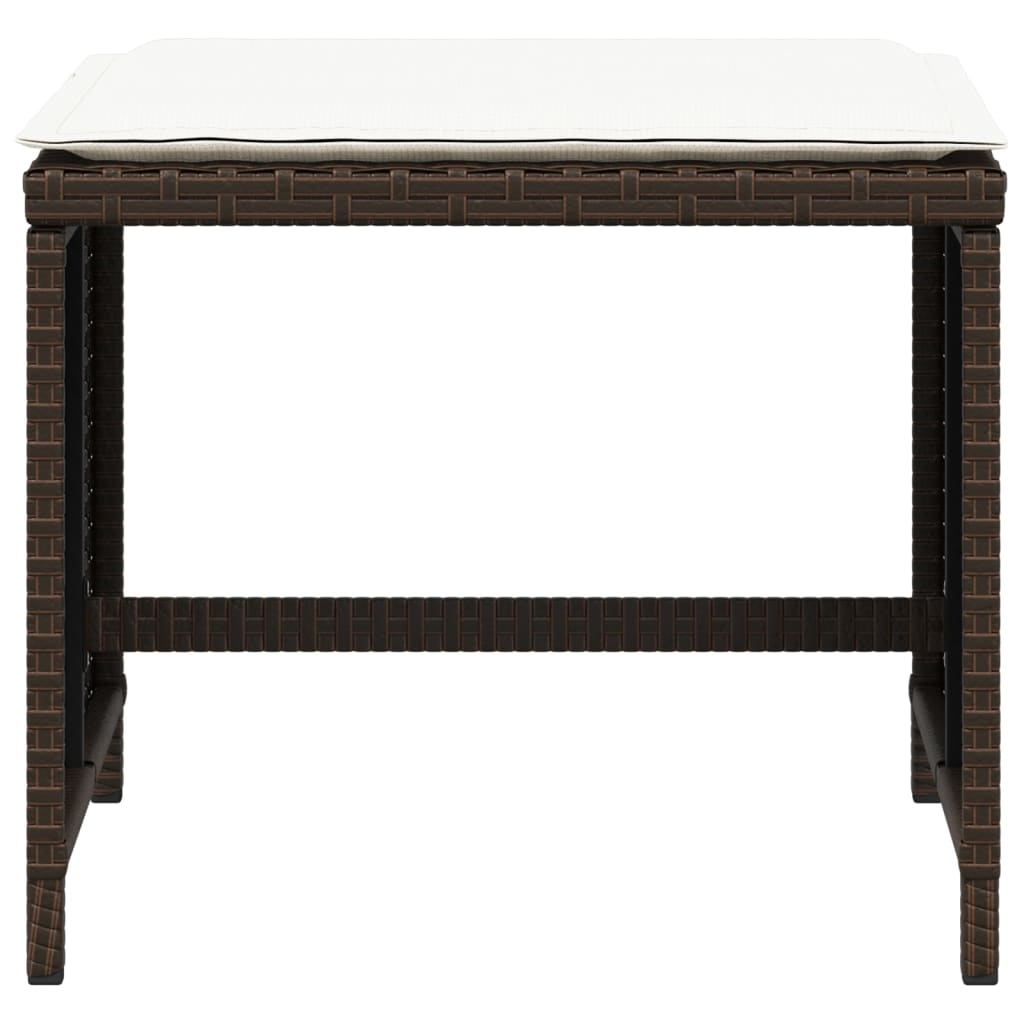 Sgabelli Giardino con Cuscini 4pz Marroni 41x41x36cm Polyrattan - homemem39