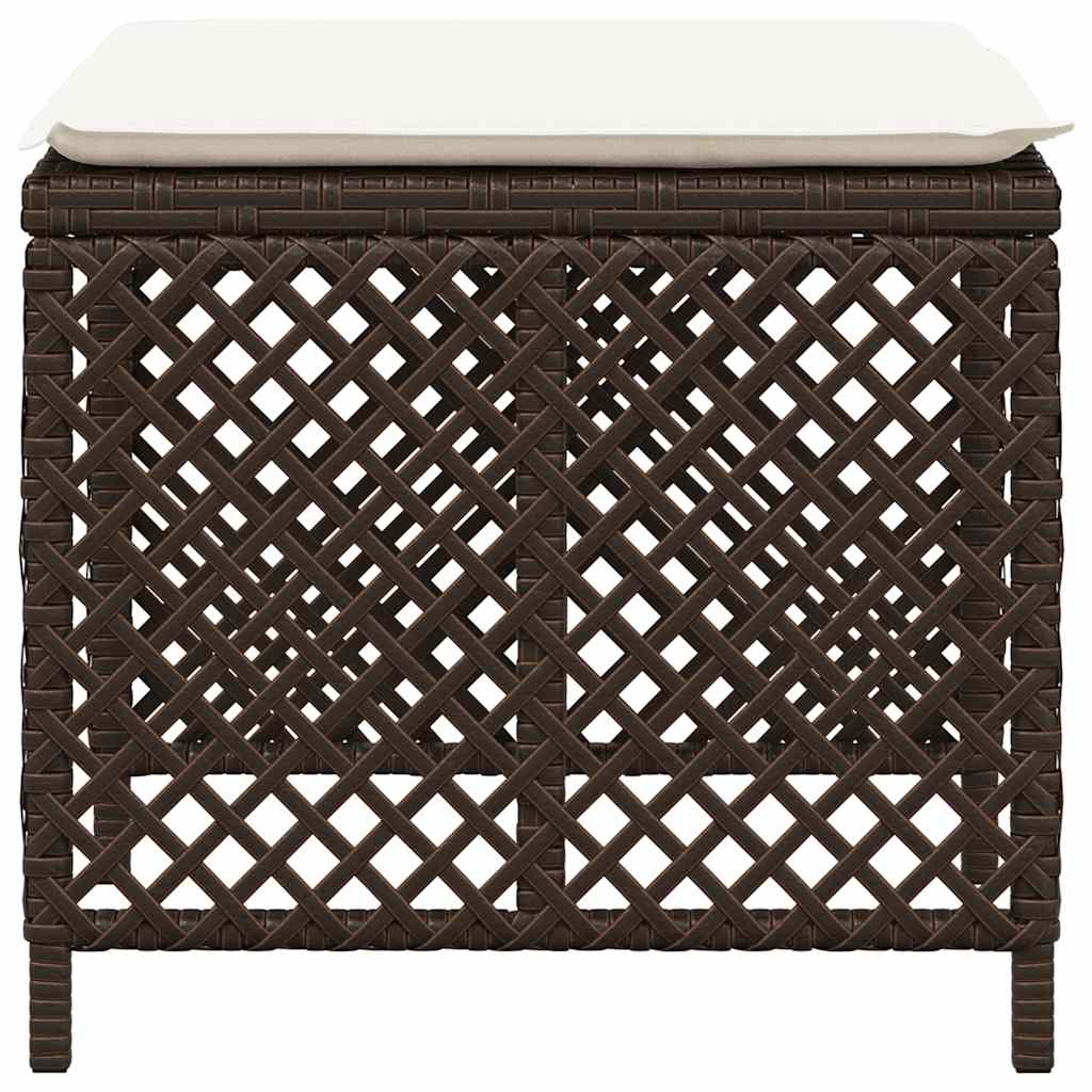 Sgabelli Giardino con Cuscini 4pz Marroni 41x41x36cm Polyrattan | homemem39