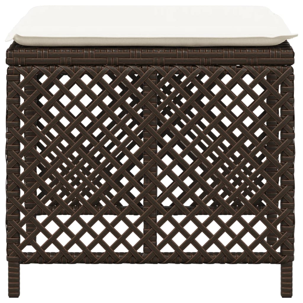 Sgabelli Giardino con Cuscini 4pz Marroni 41x41x36cm Polyrattan - homemem39