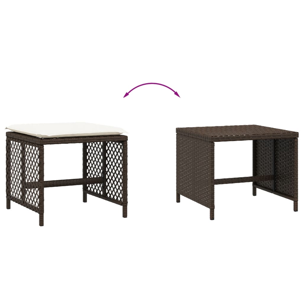 Sgabelli Giardino con Cuscini 4pz Marroni 41x41x36cm Polyrattan - homemem39