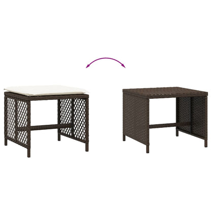 Sgabelli Giardino con Cuscini 4pz Marroni 41x41x36cm Polyrattan - homemem39