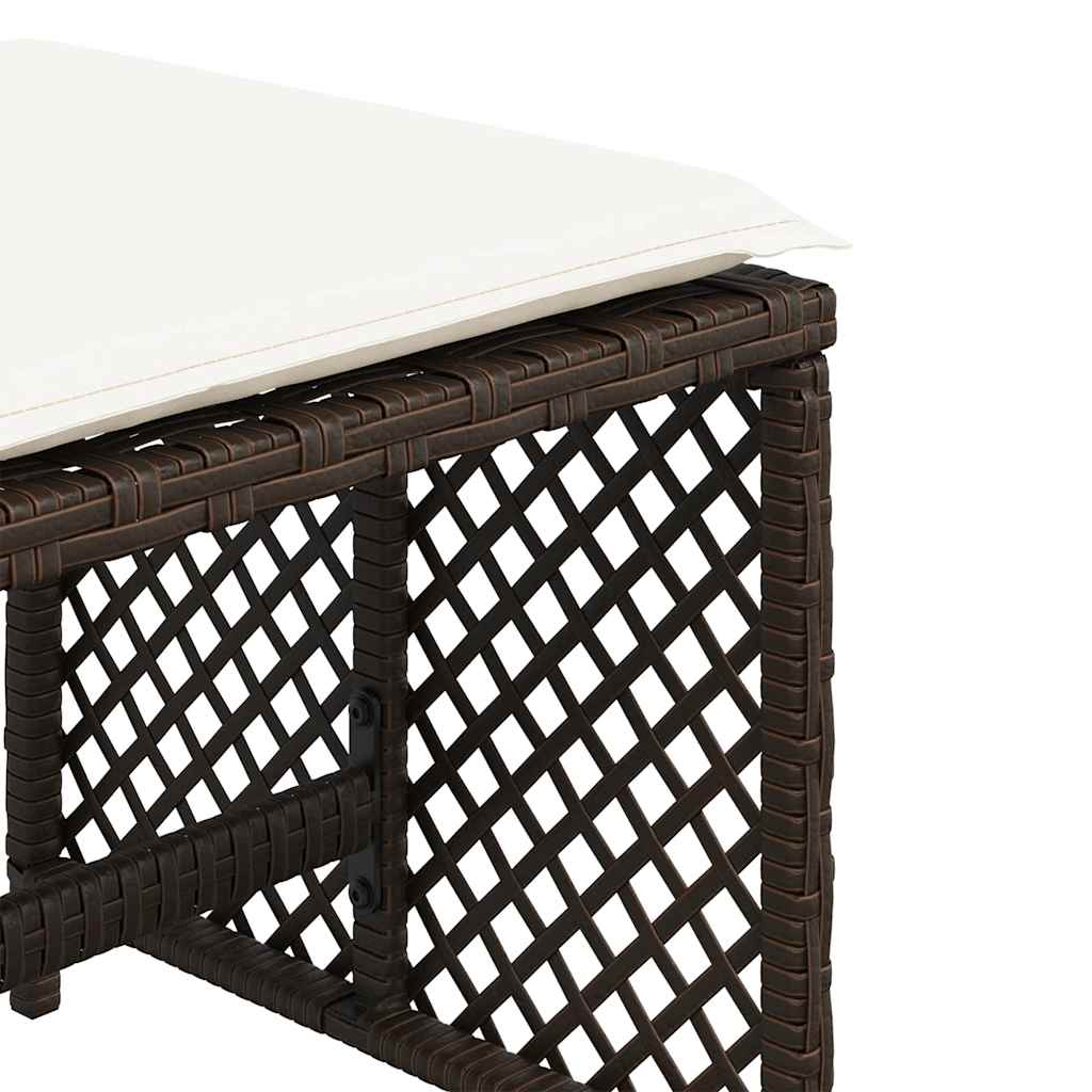 Sgabelli Giardino con Cuscini 4pz Marroni 41x41x36cm Polyrattan | homemem39