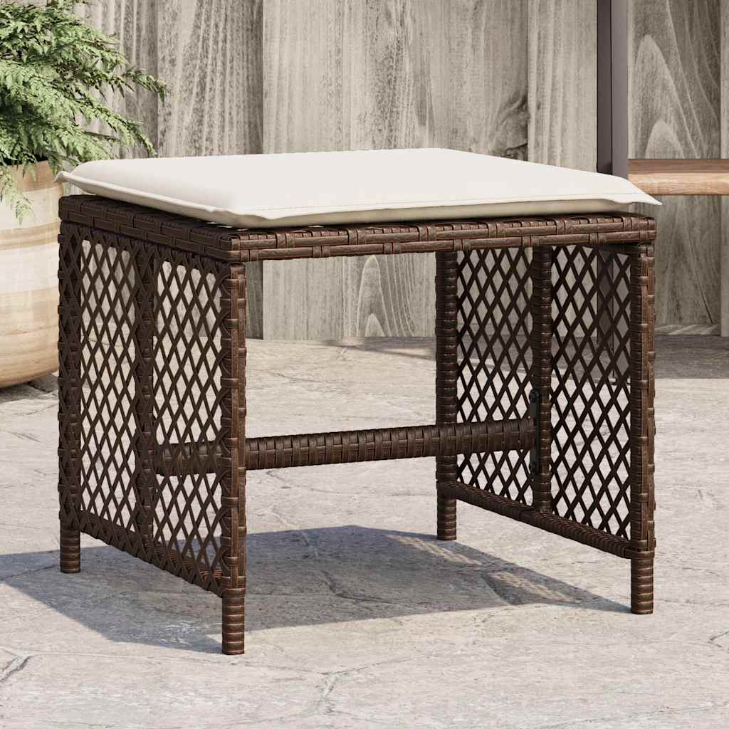 Sgabelli Giardino con Cuscini 4pz Marroni 41x41x36cm Polyrattan | homemem39