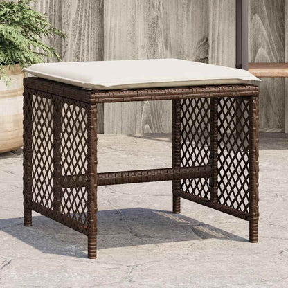Sgabelli Giardino con Cuscini 4pz Marroni 41x41x36cm Polyrattan | homemem39