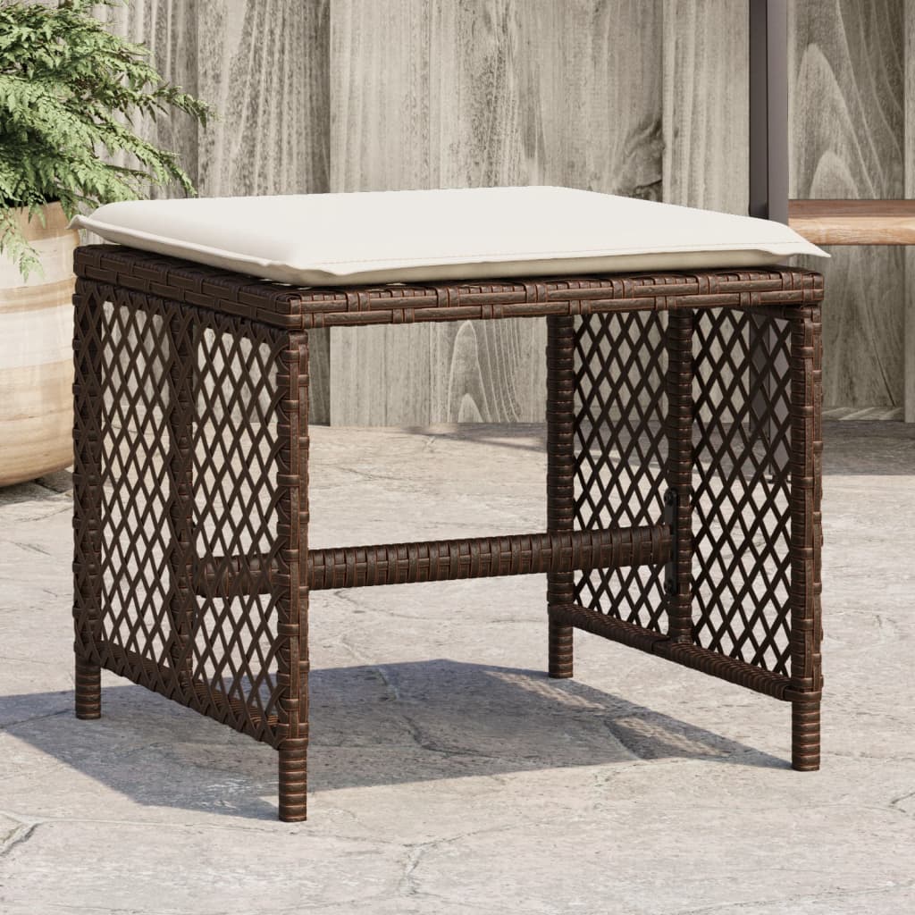 Sgabelli Giardino con Cuscini 4pz Marroni 41x41x36cm Polyrattan - homemem39