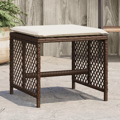 Sgabelli Giardino con Cuscini 4pz Marroni 41x41x36cm Polyrattan - homemem39