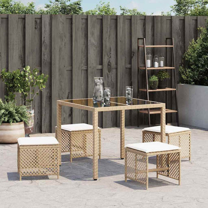 Sgabelli Giardino con Cuscini 4pz Beige 41x41x36cm Polyrattan | homemem39