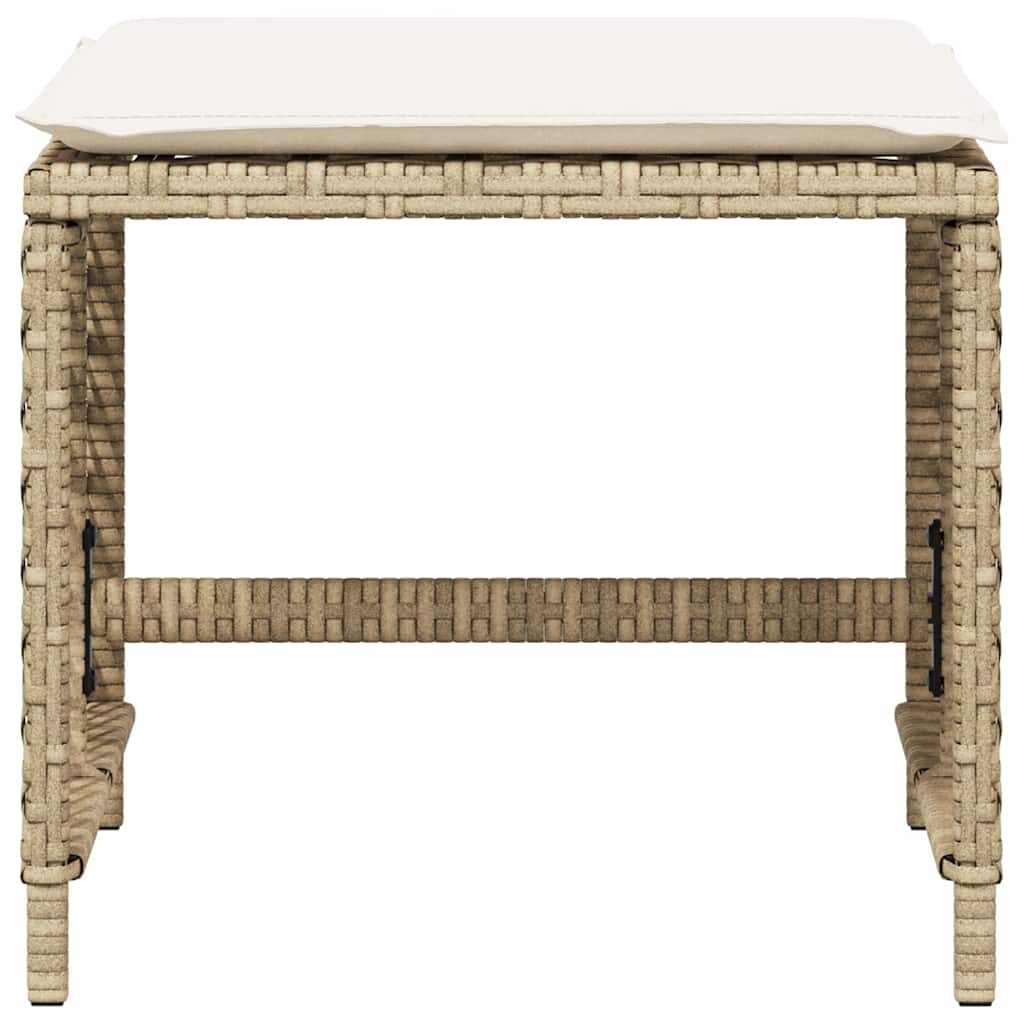 Sgabelli Giardino con Cuscini 4pz Beige 41x41x36cm Polyrattan | homemem39