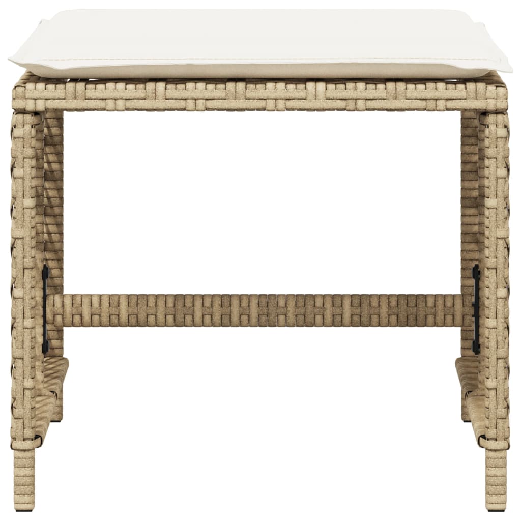 Sgabelli Giardino con Cuscini 4pz Beige 41x41x36cm Polyrattan - homemem39