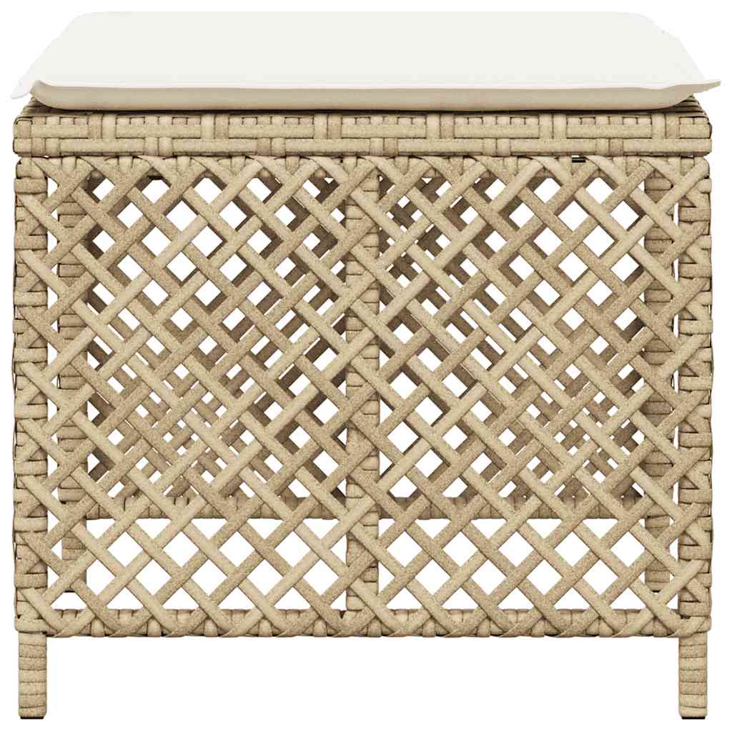Sgabelli Giardino con Cuscini 4pz Beige 41x41x36cm Polyrattan | homemem39