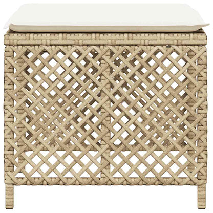 Sgabelli Giardino con Cuscini 4pz Beige 41x41x36cm Polyrattan | homemem39