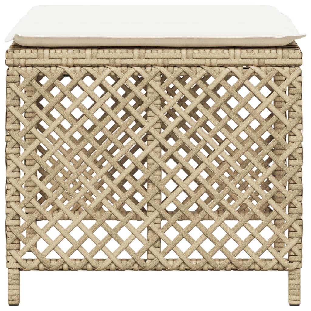 Sgabelli Giardino con Cuscini 4pz Beige 41x41x36cm Polyrattan - homemem39